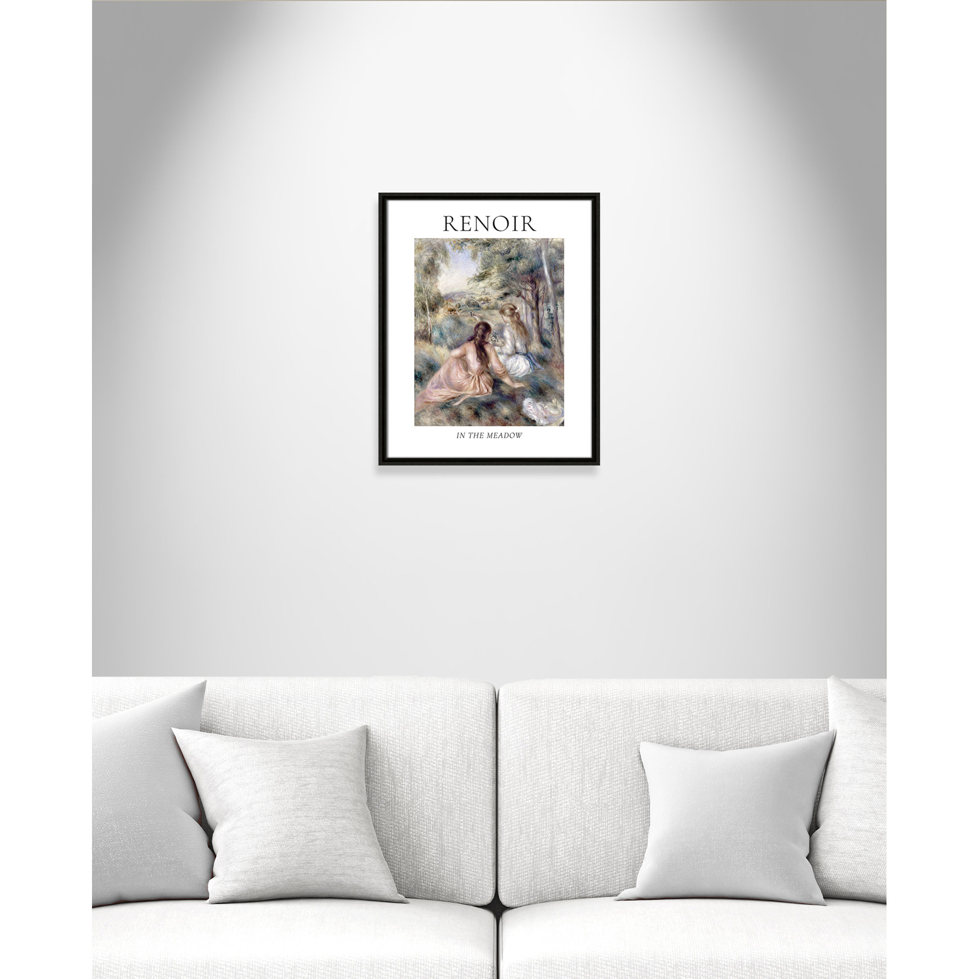 Old Masters Collection " In The Meadow " by Auguste Renoir, Espresso Floater Frame, No, 21.5" H x 17.5" W x 2" D