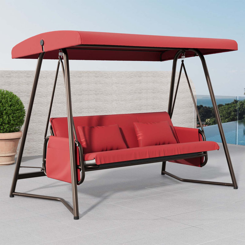 Fauteuil de salle à manger d'extérieur avec coussin Randoph, Rouge, Bronze