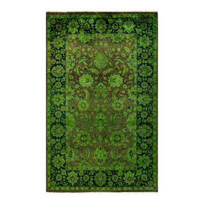 Tapis vert fait à la main de conception unique Chimel