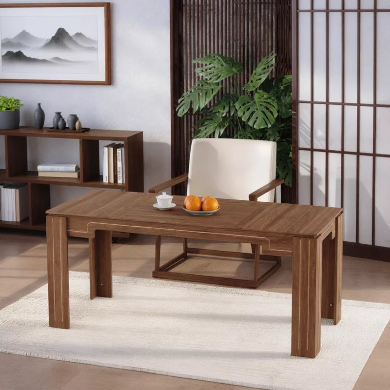 Walnut MDF Spliced Dining Table With Fluted Legs For Six To Eight People Multi Use