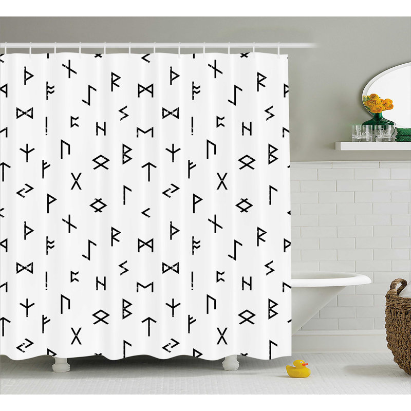 Geometric Shower Curtain with Hooks Included, 75" H x 69" W x 1" D