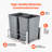 Pull-Out Trash Can, 35 QT x2 Double Under Mount Kitchen Waste Container, Heavy-Duty Garbage Recycling Bin with Door Kit and Soft Close Slide, Sink, Under Counter (Grey), Designed for Kitchen Cabinet-117497780