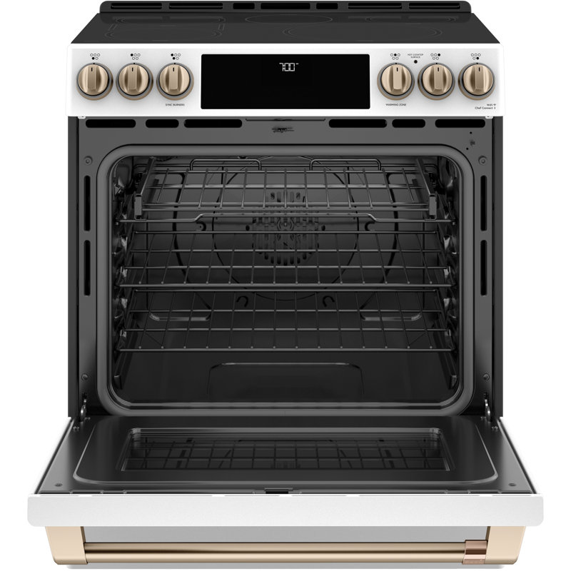Café 30" 5.7 cu. ft. Smart Slide-in Electric Range with Convection Oven and Radiant Cooktop, Matte White