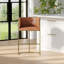 Tabouret de bar Manhattan 79 cm – Revêtement en similicuir marron tabac et piètement en métal finition laiton-1629168917