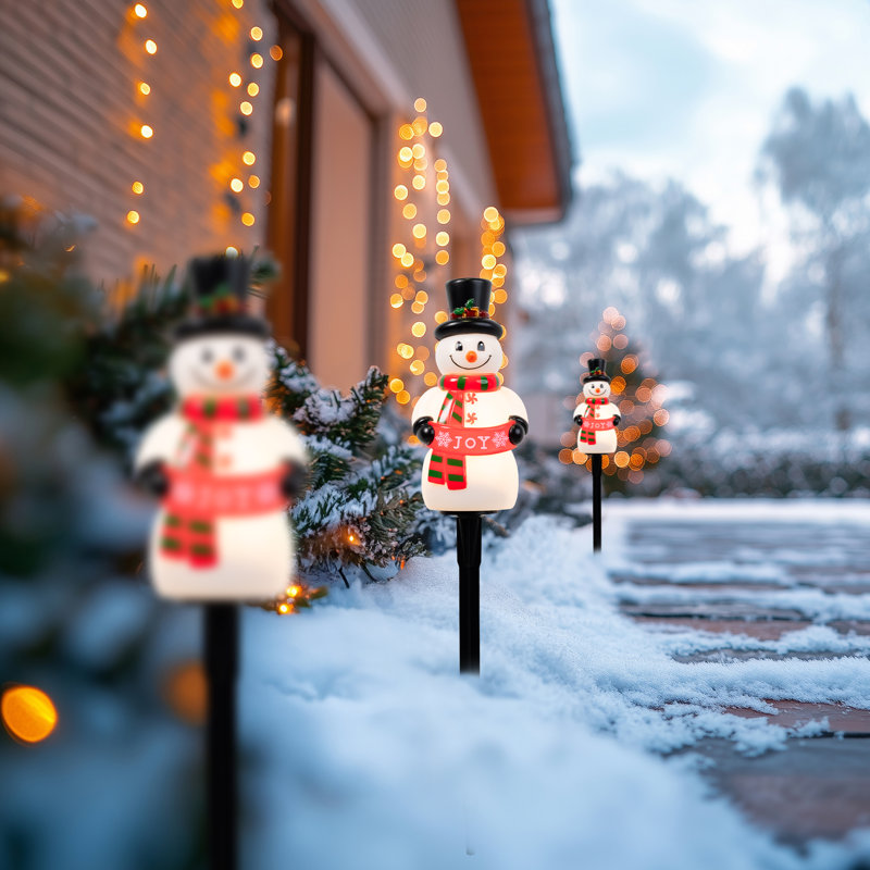 Bonhomme de neige avec balises de Noël pour l'extérieur - 16,5 po - ensemble de 3