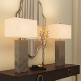 Osterhout 29" Stunning Gold and White Linen Table Lamp