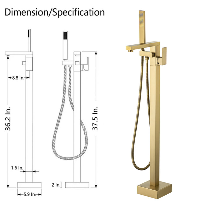 Floor Tub Filler, Gold