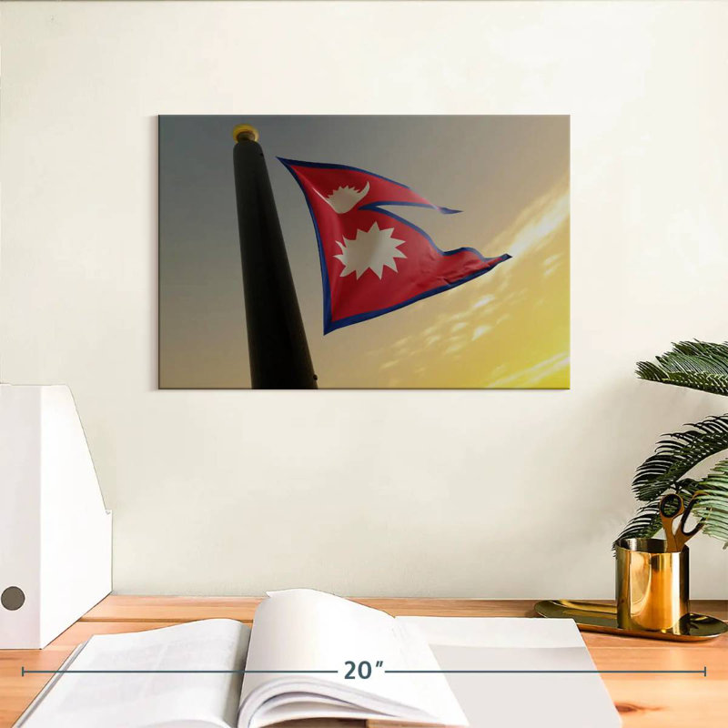 Drapeau du Népal, ciel coucher de soleil, H 8 po x l 12 po