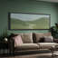 «Soft Green Valley Landscape with Winding Path Minimal Nature Scene», reproduction d'art sur toile encadrée-126615646-126615645