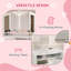 Ensemble de coiffeuse Harriet Bee Kids, table de maquillage 2 en 1, table de jeu avec tabouret à miroir pliant, tablette de rangement, plateau amovible, pour petites filles de 3 à 8 ans, blanc