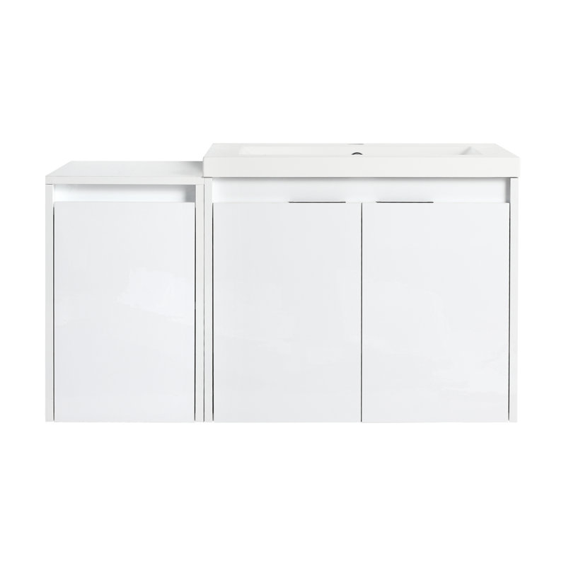 Ensemble de meuble-lavabo flottant moderne 36 "avec lavabo en résine et portes à fermeture en douceur Nova.