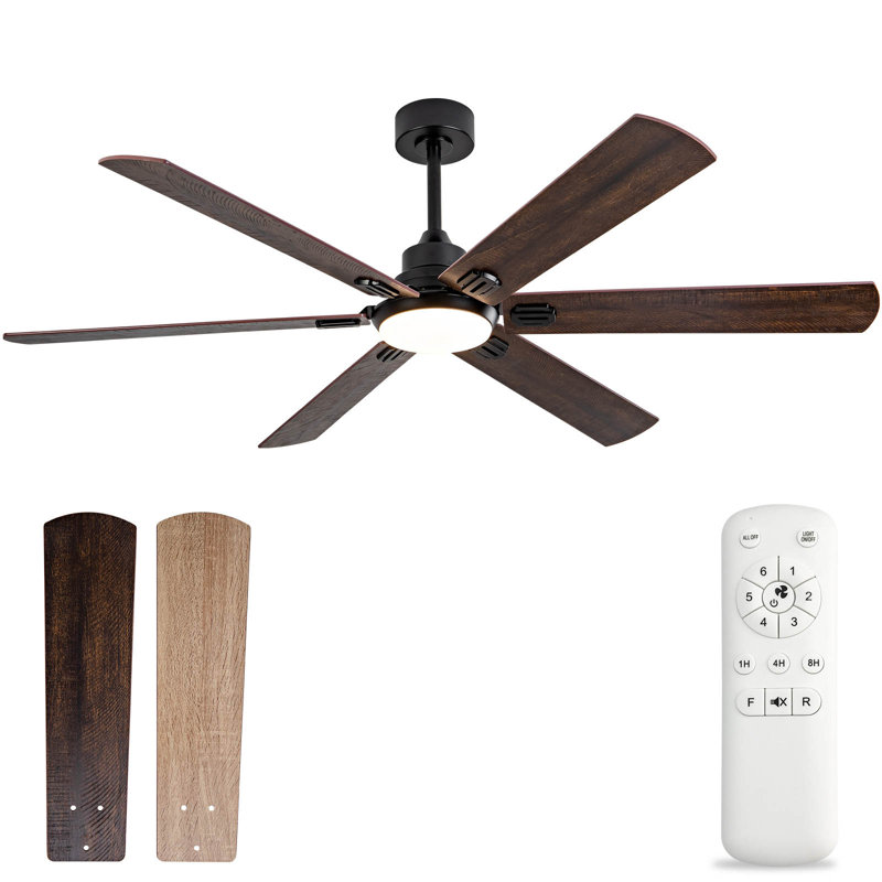Ventilateurs de plafond avec lumières, Noir mat, Bois de noyer foncé