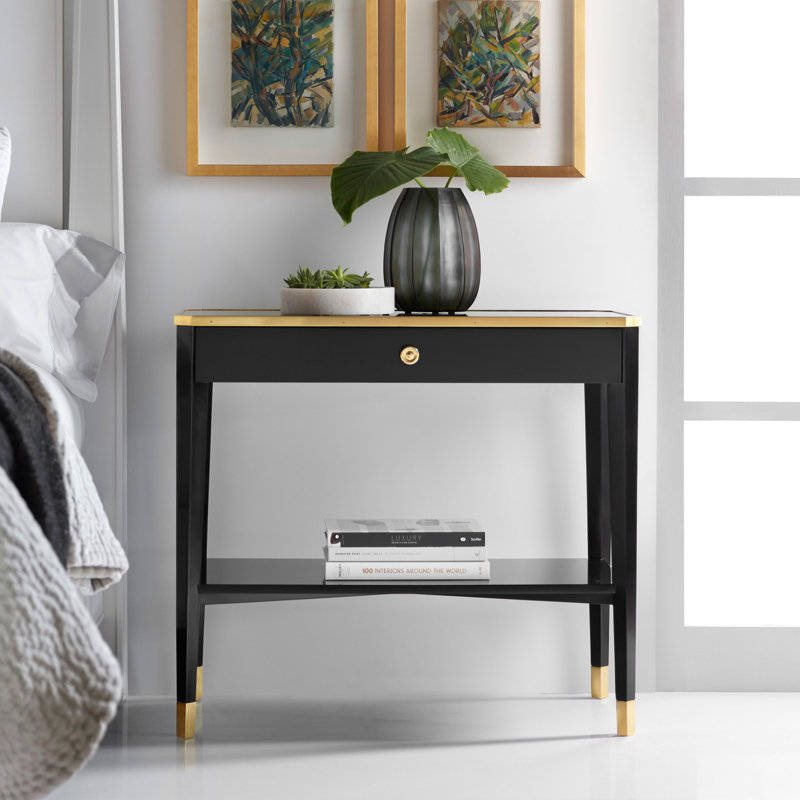Modern History 1 - Drawer Nightstand, Black/Gold