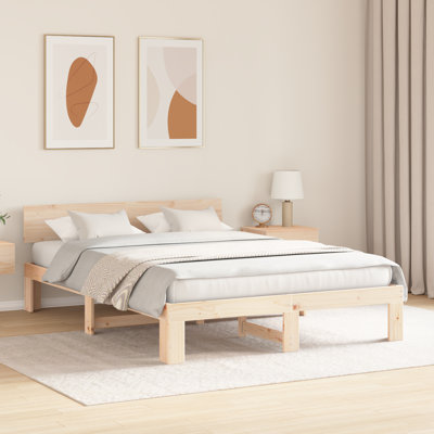 Vidaxl Bed Frame With Headboard Solid Pine Wood
