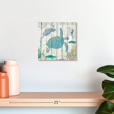 Sea Turtles On Driftwood Panel