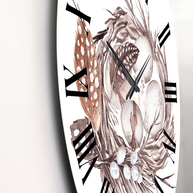 Easter Bouquet with Willows and Feathers II - Traditional Wall Clock, Large