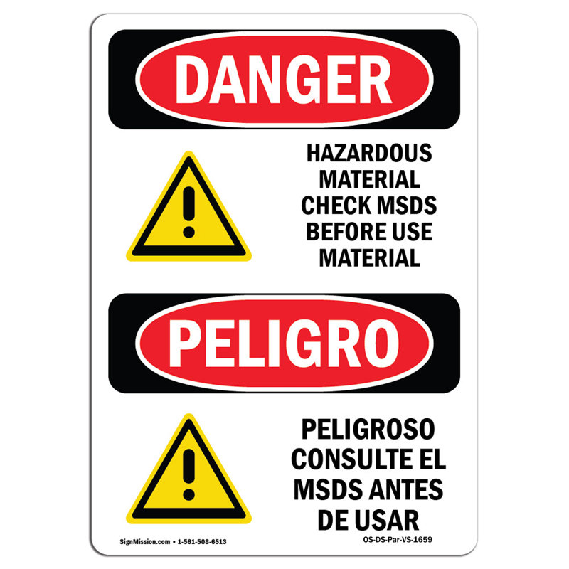 Panneau de sécurité OSHA, H 18 po x l 12 po x P 0,1 po