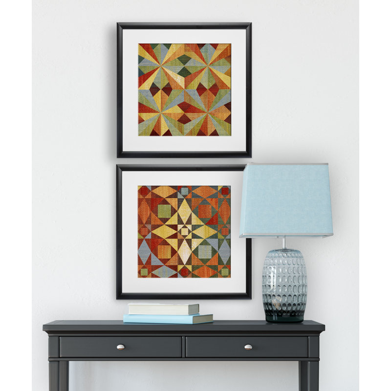 « kaléidoscope quilt », ensemble de 2 reproductions encadrées, Cadre noir