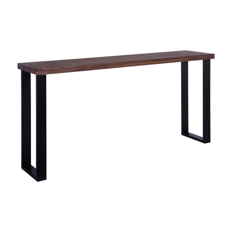 Glendive 70" Distressed Solid Wood Console Table, Sawn Farmhouse Dark Brown, Farmhouse Brown, 34.5" H x 70" W x 16" D
