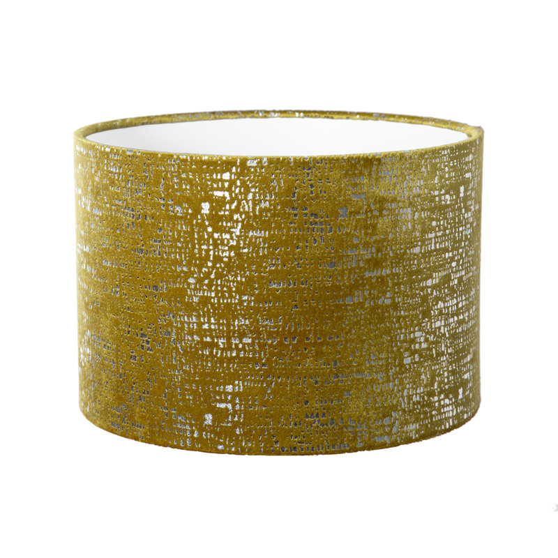 Velvet Drum Lamp Shade ( Screw On ), 30cm H x 30cm W x 30cm D, Mustard