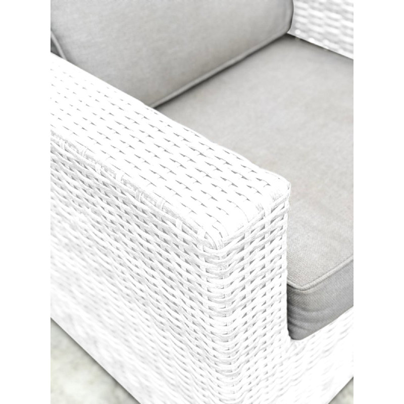 Chaise de patio avec coussins Meltham, Oléfine grise, Blanc