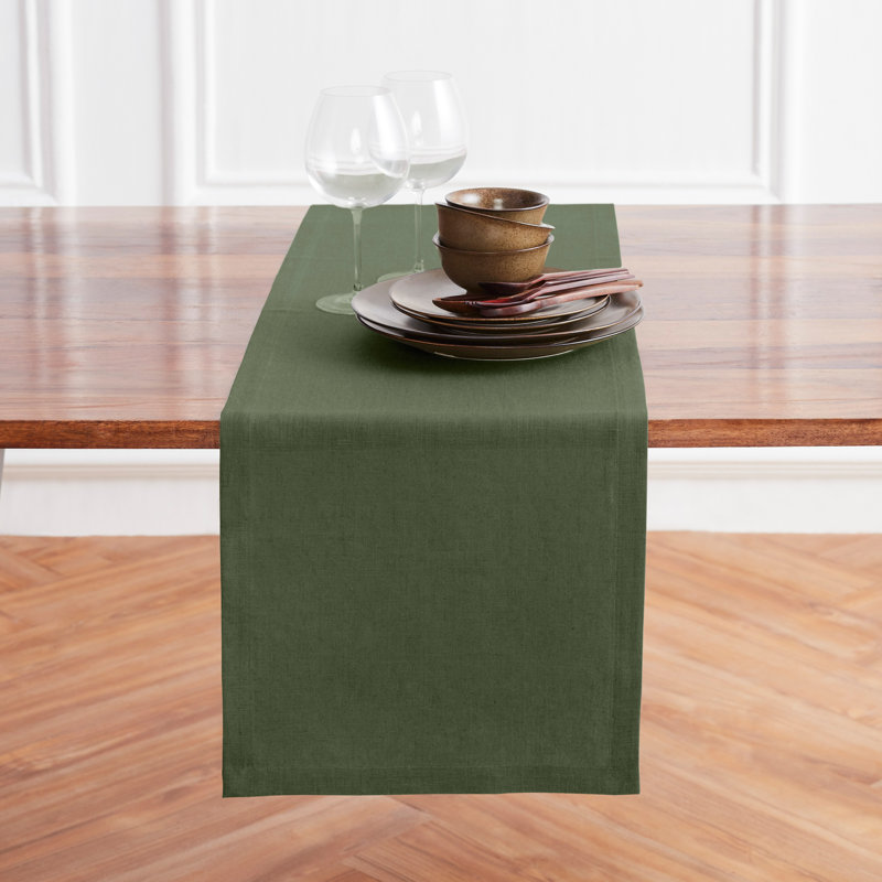Diana - 100% Pure Linen Table Runner, 108" x 14", Desert Green