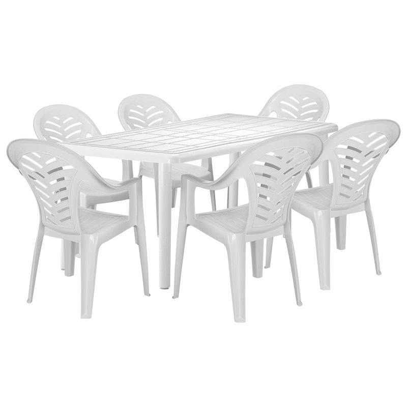 Resol - 6 Seater Sevilla Rectangular Plastic Garden Dining - 90cm x 180cm, White