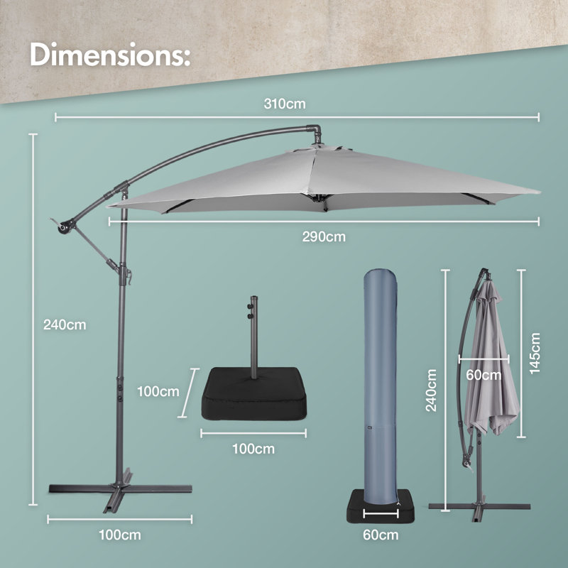 310cm Cantilever Parasol, Grey