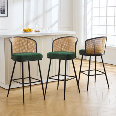Cane Back Upholstered Counter & Bar Stool
