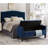 Upholstered Tufted Button Storage Bench with nails trim,Entryway Living Room Soft Padded Seat with Armrest,Bed Bench--1308359401