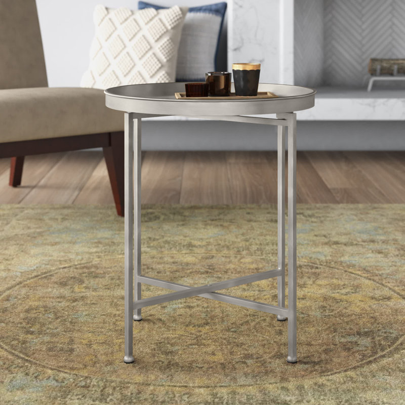 Table de bout Ekta, Argent, Argent, H 22 po x l 18,25 po