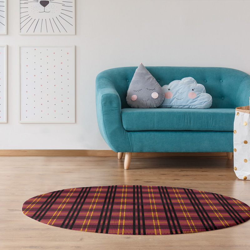 Tapis rouge à carreaux, Rond 5 pi