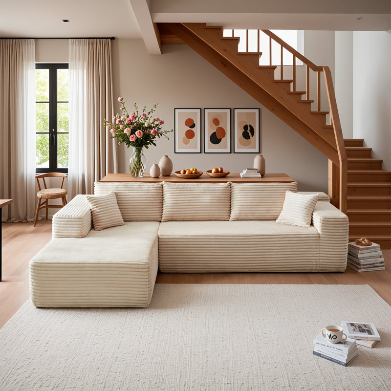 Boneless 106" Cloud Upholstered Sectional Couch With L-shape Chaise Modern Modular Sofa For Living Room Bedroom