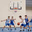Panier de basketball mural de 48 po avec panneau en PE et cercle rouge pour jardin, garage ou extérieur-135583345