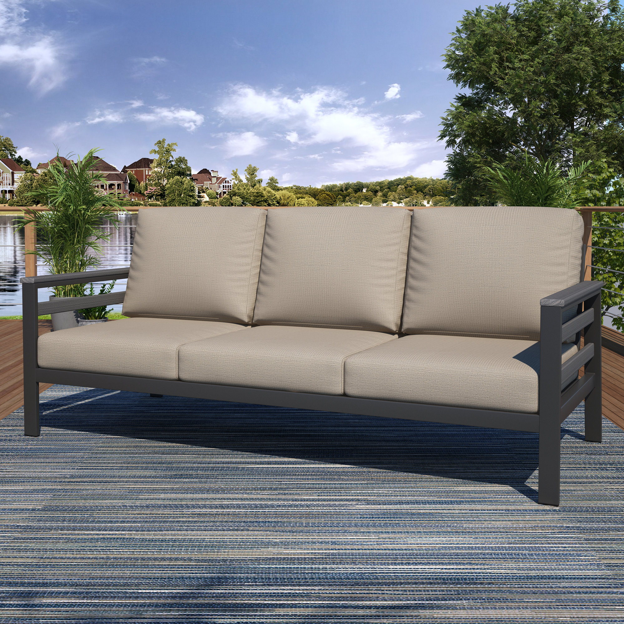 Townsend 80'' Wide Outdoor Patio Sofa with Sunbrella® Cushions, Cast Silver Sunbrella®