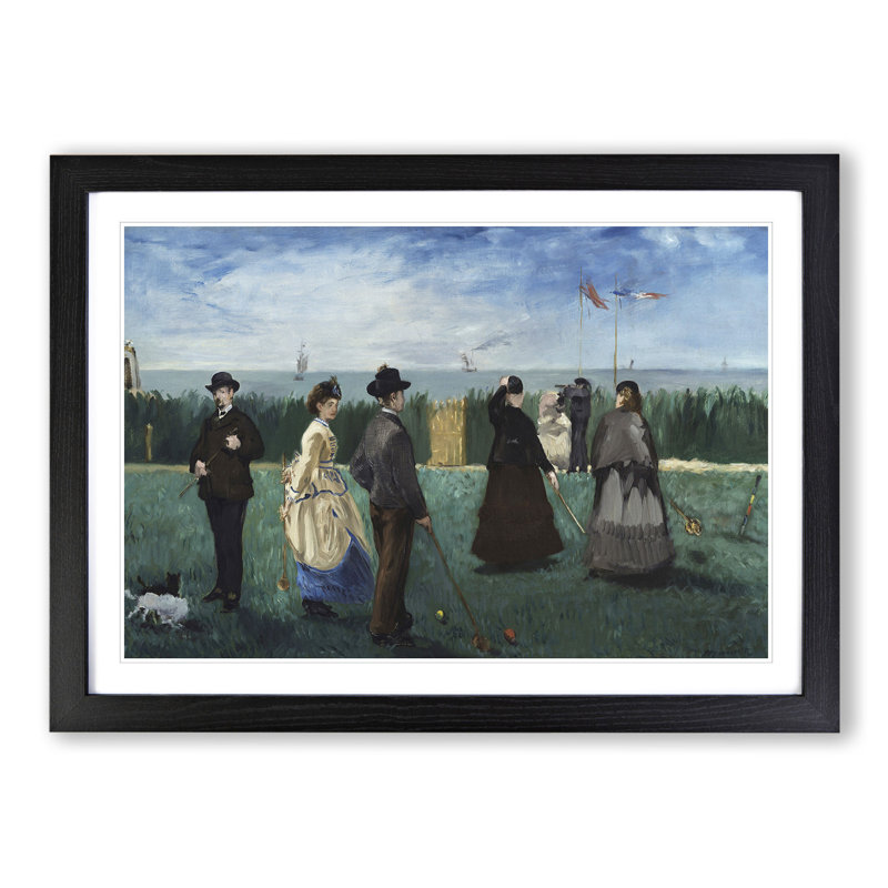 Croquet at Boulogne by Edouard Manet - Picture Frame Painting, 27cm H x 36cm W x 2cm D, Black Framed
