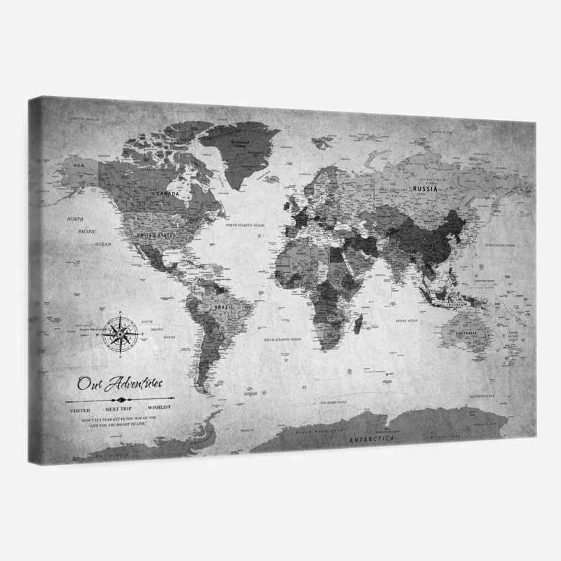 Our Adventures World Push Pin Map IV, 24" H x 36" W