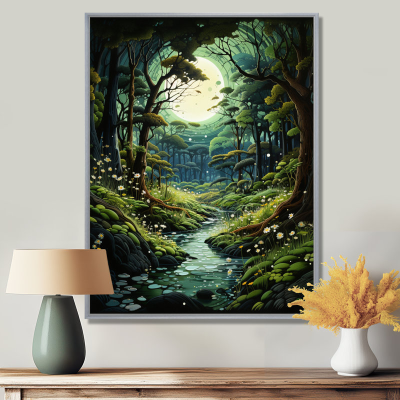 «Forest Enchanted Forest Pastoral I - Forest», art encadré, H 20 po x l 12 po x P 1 po, Encadrement argenté