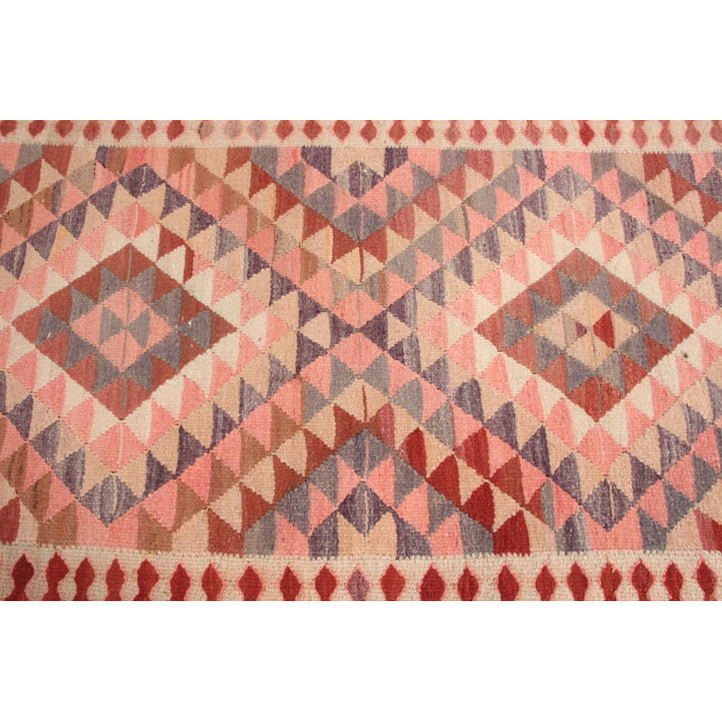 Tapis de couloir anatolien turc rétro en rose, idéal pour les escaliers et les couloirs, en laine
