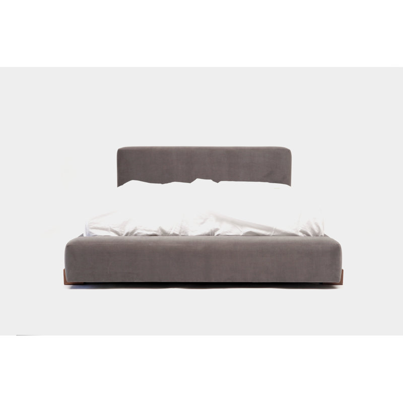 Upholstered Platform Bed, California King, Flannel