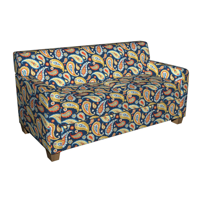 Tissu d’impression motif cachemire, Bleu / Orange