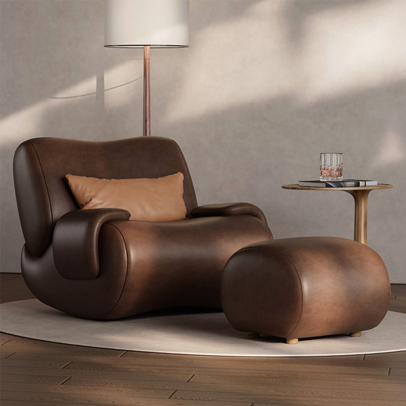 Chaise berçante de qualité supérieure avec structure en bois massif, Café noir