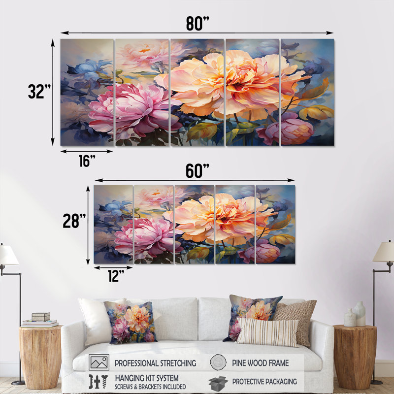 Lark Manor Ayalisse - Peony Wall Art Decor 5 Piece - Wayfair Canada