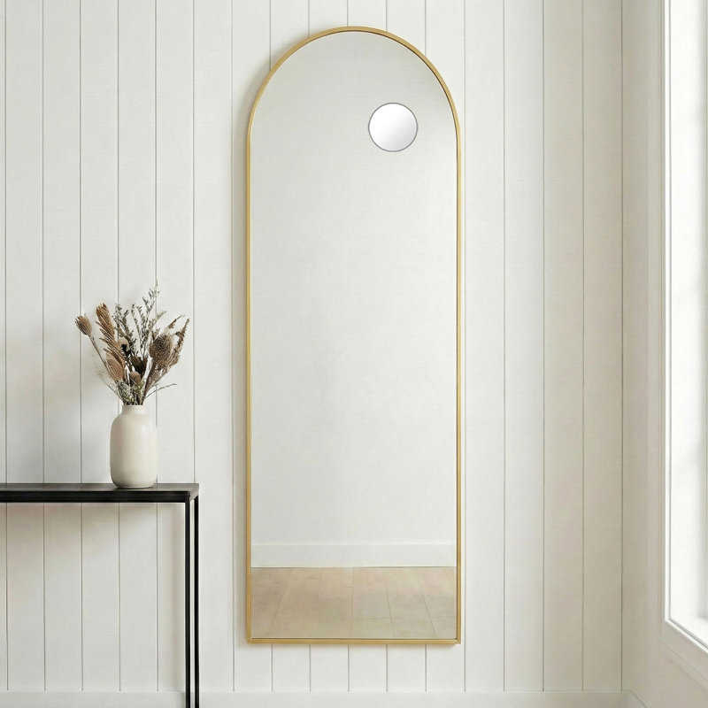 Steel Cylinder Mirror, Gold, 160 cm H x 50 cm W