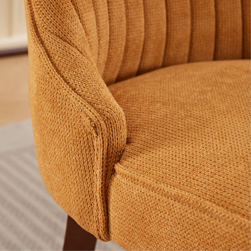 Chaise de salle à manger en rayonne en lin et flocage en lin, Jaune