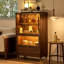 Armoire à vin 31,5 "en bois de noyer noir minimaliste, armoire en bois massif, rangement pour le salon et la salle à manger