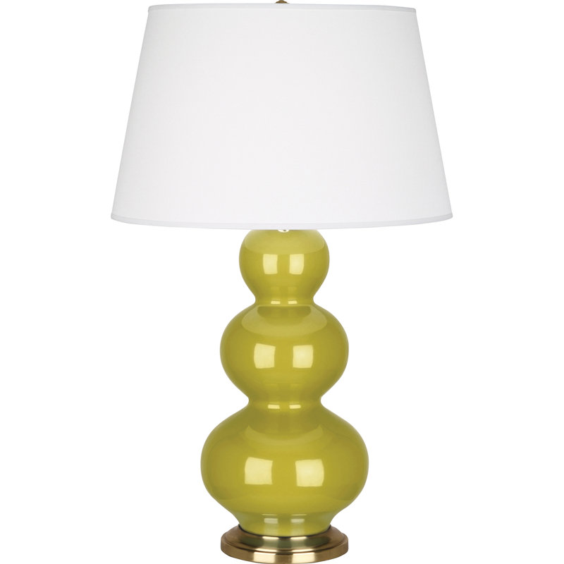 Triple Gourd Table Lamp, Citron/Antique Brass, Antique Brass