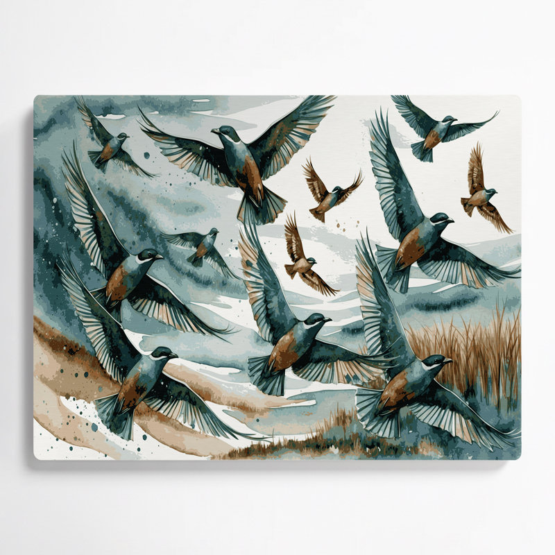 Art mural en métal oiseaux, H 20 po x l 30 po
