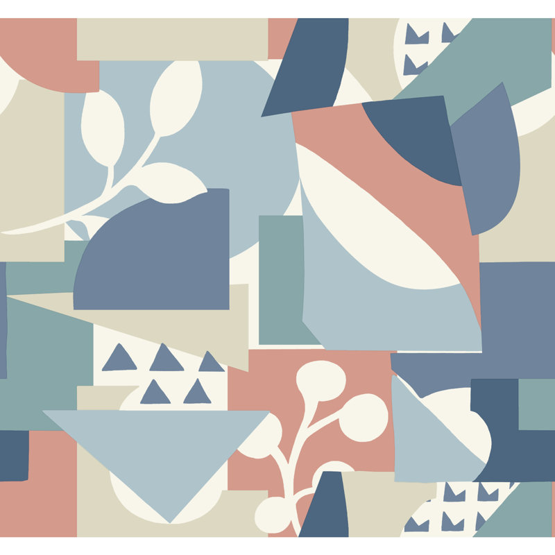 Geometric Wallpaper Roll, Blue