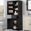 Grande armoire de salle de bain moderne, tour de rangement autoportante de 72 po de hauteur avec tablettes de porte, tiroir et tablettes réglables-1082792385